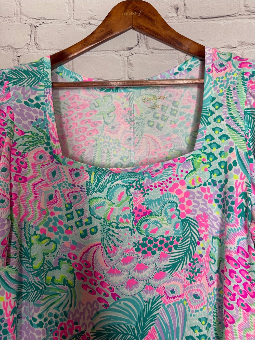 Lilly Pulitzer Tropical Print Shift Dress W/Square Neck Size X-Large - Picture 4 of 13